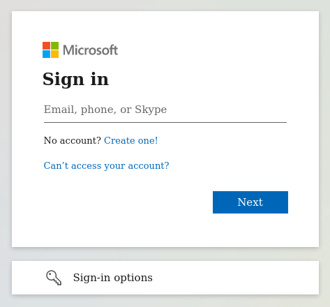 Microsoft authentication portal