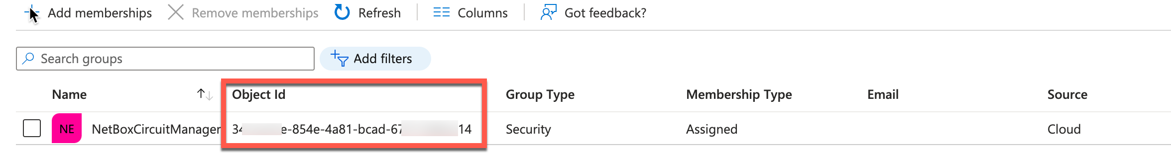 Entra ID Group Object ID