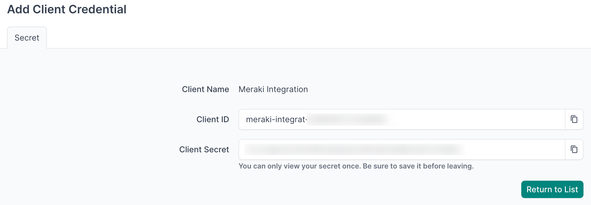 copy client credentials