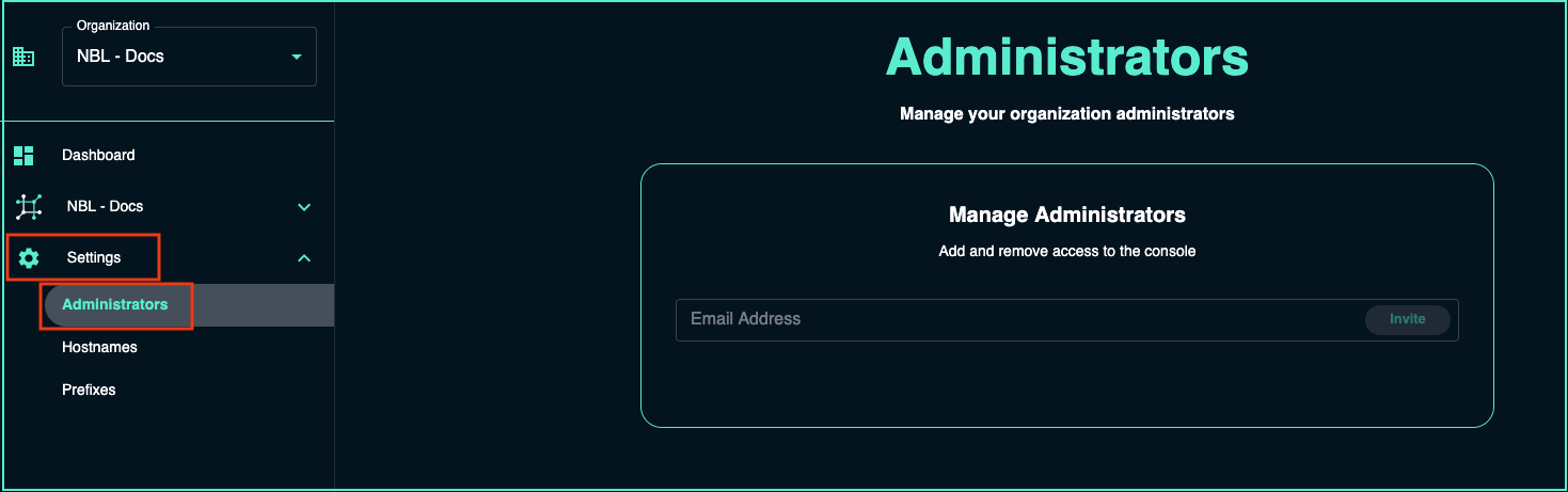 console settings admin