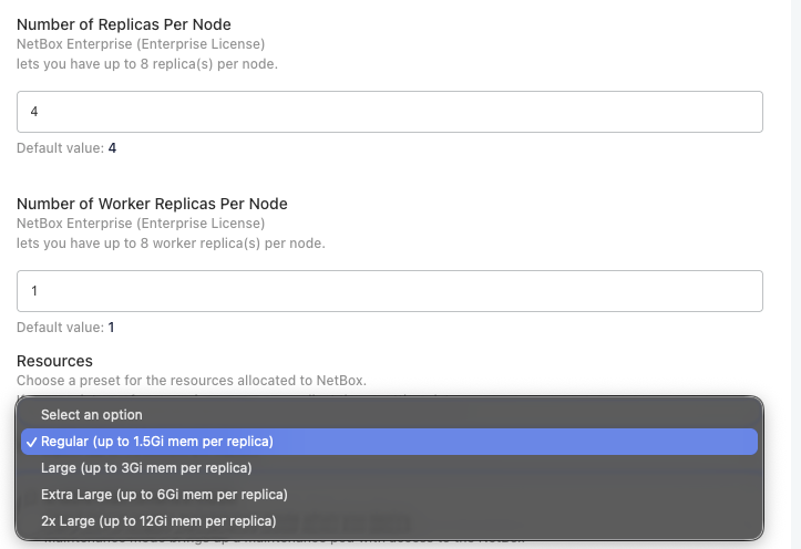Screenshot: Replicas and Resources
