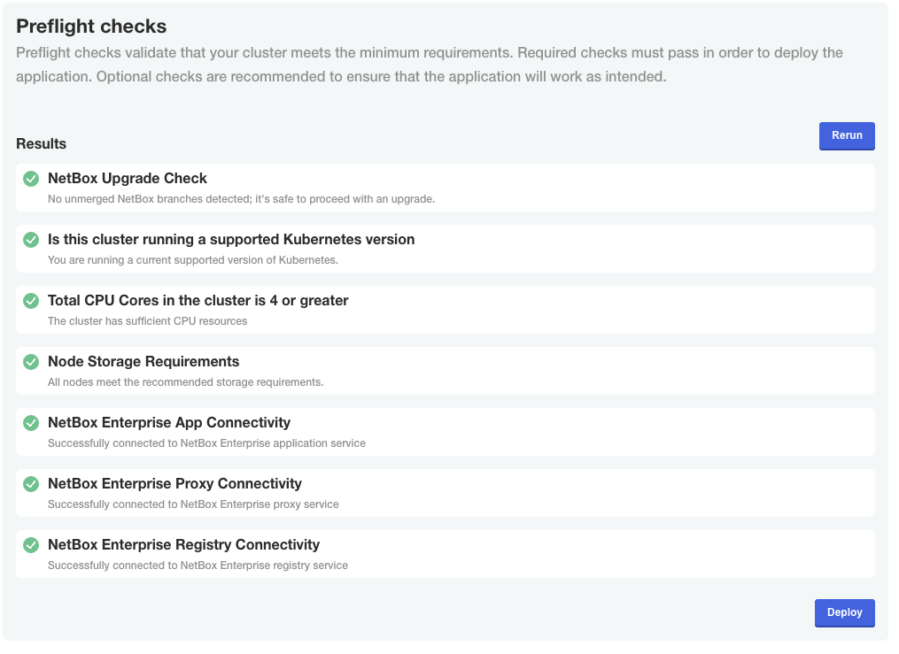 Screenshot: Preflights