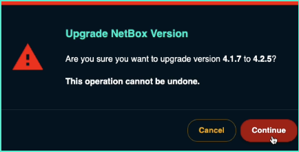 Upgrade Confirmation Warning